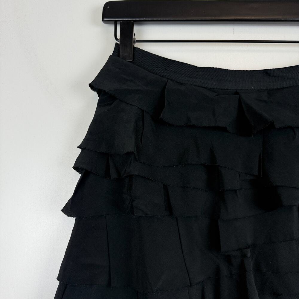 Club Monaco Black Tiered Mini 100% Silk Skirt - 0 - Picture 2 of 7